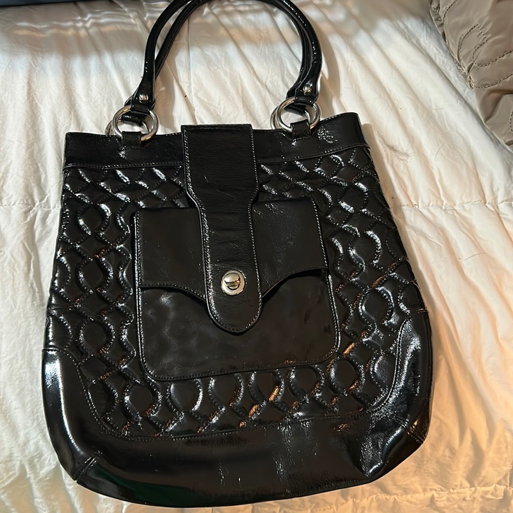 HOBO international black patent tote large